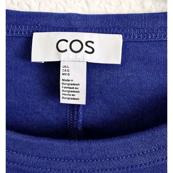 COS Stepped-Hem Long-Sleeved TopCotton Size Large Blue - Picture 3 of 11
